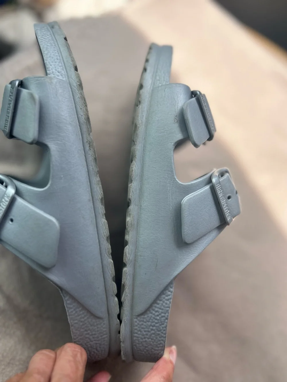 Birkenstock Arizona EVA Sandals in gray/silver size 7(38)
